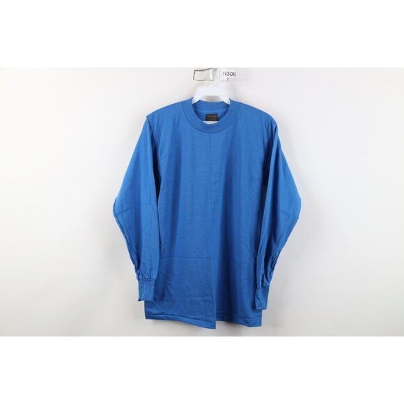 Vintage 70s 80s Streetwear Mens Medium Blank Long Sleeve T-Shirt Royal Blue USA - Picture 1 of 9